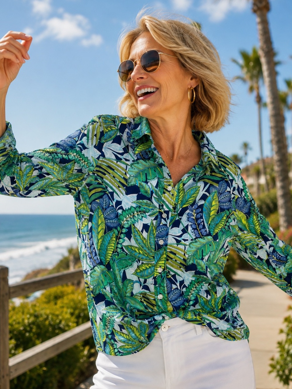 Soft Surroundings Jordan Linen Tropical Shirt